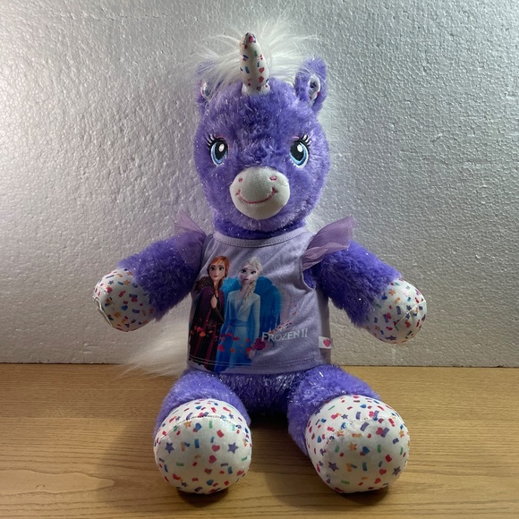 Build a Bear Purple Stardust Unicorn Wearing Frozen Shirt Stuffed Animal Sparkle - Picture 1 of 14